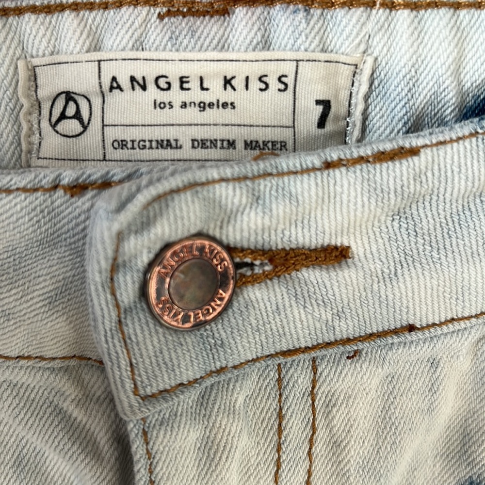 Angel Kiss Bleach-Dyed Distressed Jean Shorts - Picture 3 of 5